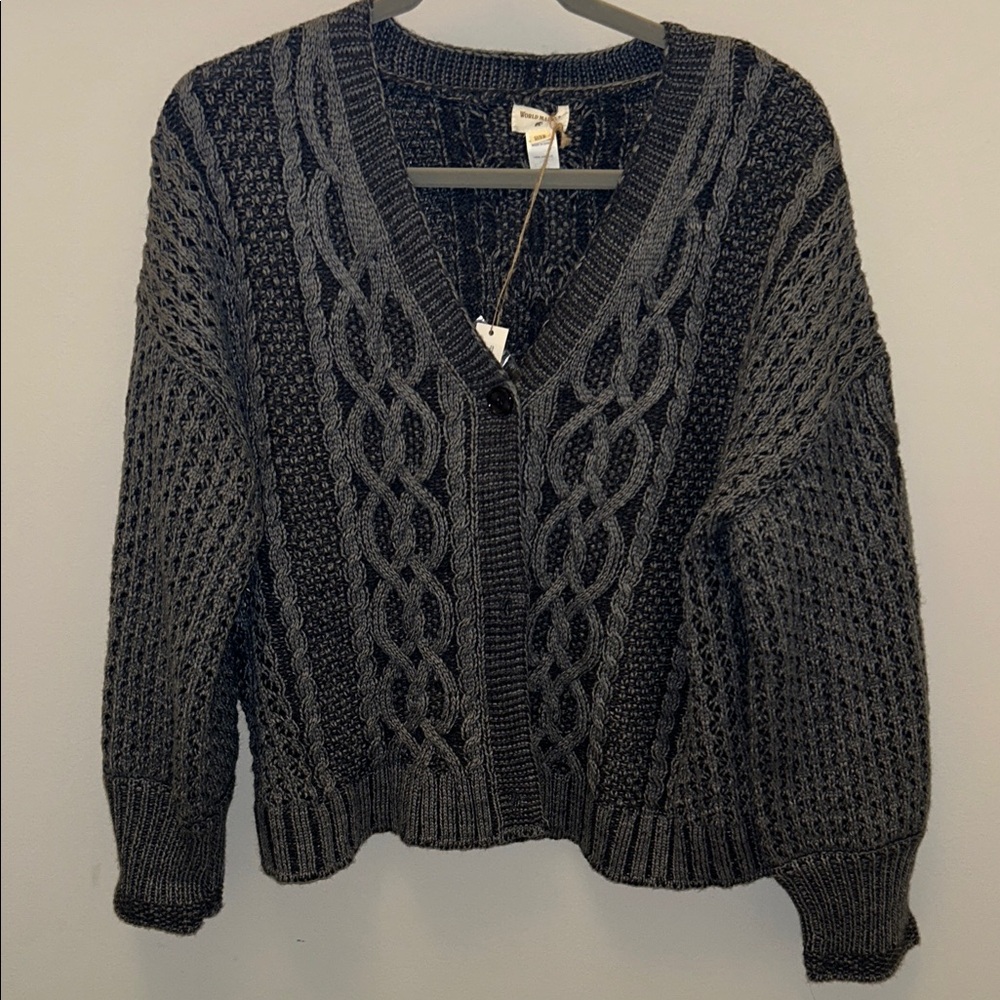 World Market Chunky Cable Cardigan Sweater